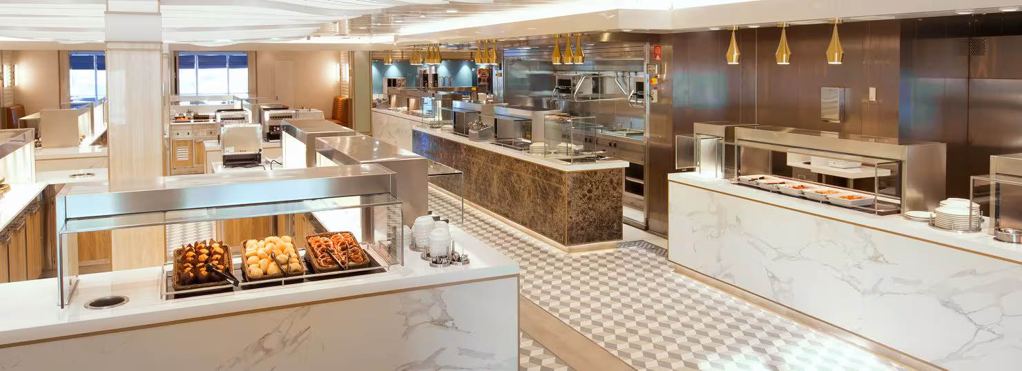 Kings Court's stylish, marble lined food stations offer cuisine to suit every taste